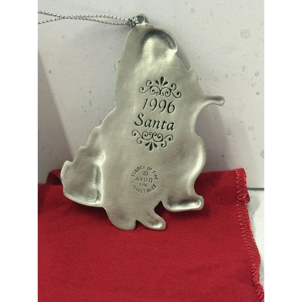 Vintage‎ AVON Pewter Holiday Christmas Ornament 1996 Santa Checking His List